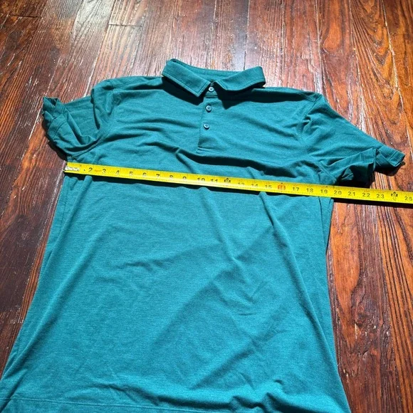 Lululemon Polo Shirt Mens Medium Teal Blue Performance Stretch Evolution *READ* - Picture 3 of 8
